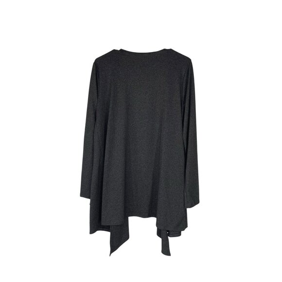 Womens DoubleJU Dark Gray Open Front Cardigan Double Front Pocket Large - Picture 2 of 3